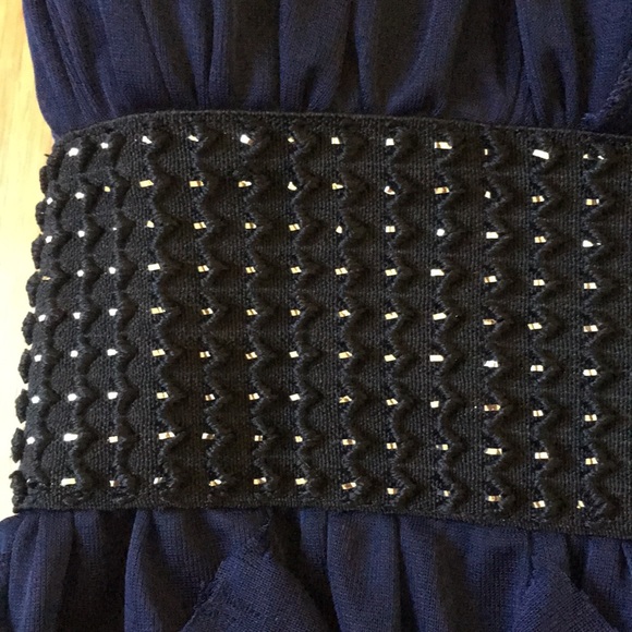 Roberta Navy Blue Ruffle Dress Juniors Size L - Picture 3 of 6